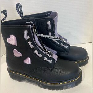 Dr. Martens 1460 Zip Heart Virginia Satin Lux Boots Size W7
